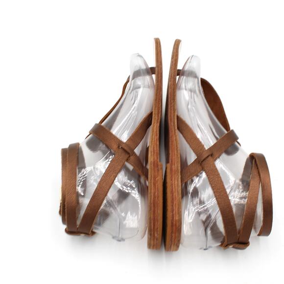 Ancient Greek Sandals 38 Womens 8 Brown Bronze Leather Gladiator Flat Sandals - Picture 6 of 8